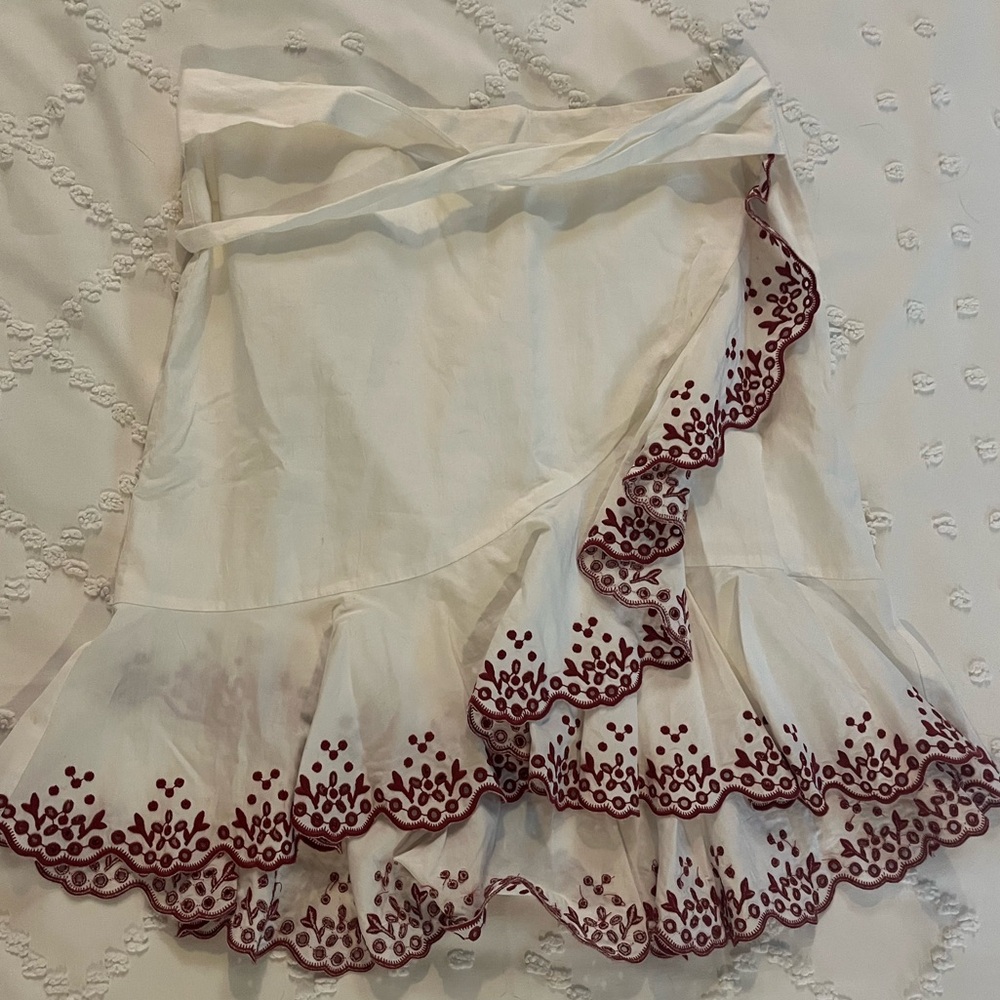 Rebecca Minkoff Cream Skirt with Red Detailing